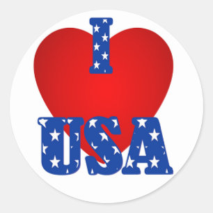 Round Sticker/I Heart USA Classic Round Sticker