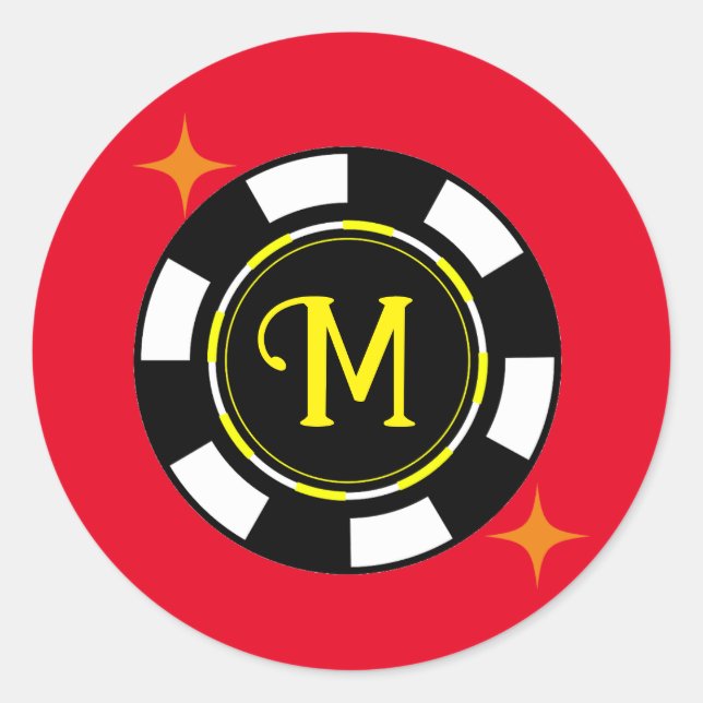 Round Sticker - Poker Personalised (add initial) (Front)
