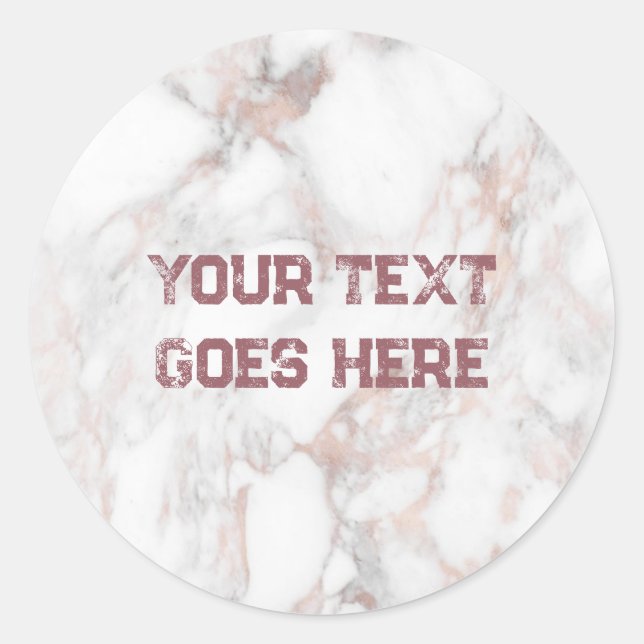 Round Sticker Rose Gold White Marble Template (Front)