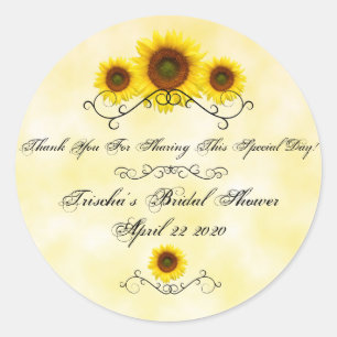 Round Sticker Sunflower Bridal Shower