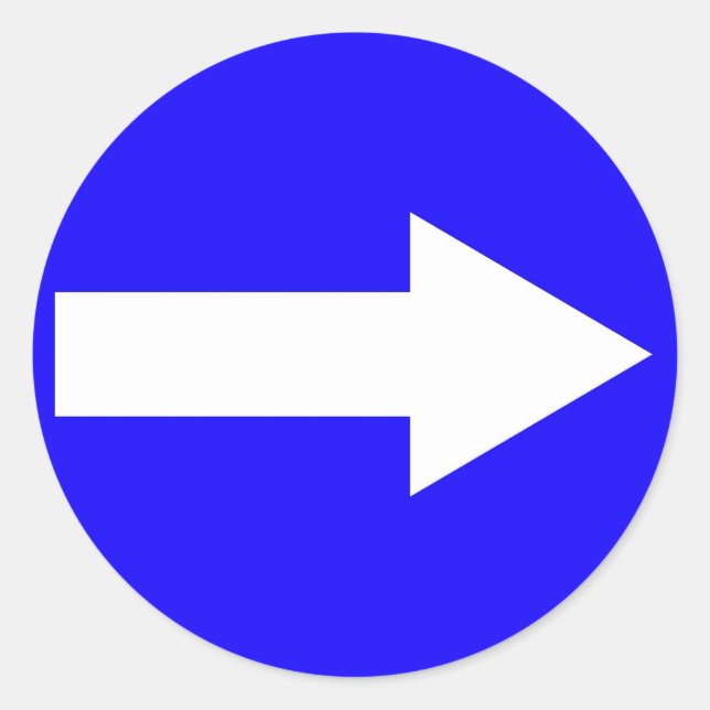 Round sticker with arrow on right (Front)
