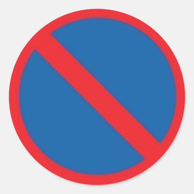 Round Sticker with No Parking Traffic Sign. (Front)