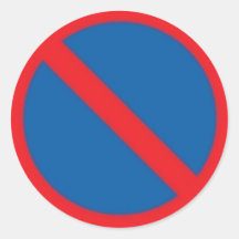 Round Sticker with No Parking Traffic Sign.