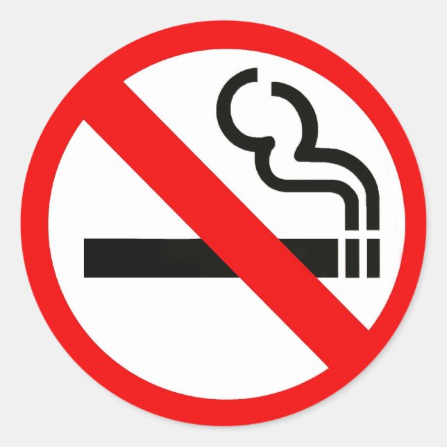 Round sticker with no-smoking symbol (Front)