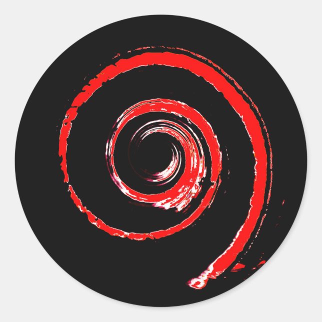 Round sticker with red twirl (Front)