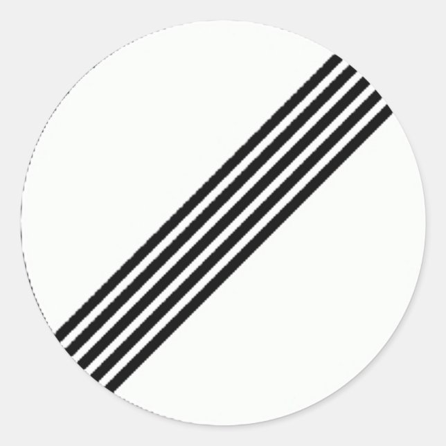 Round sticker with Restriction ends sign. (Front)