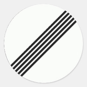 Round sticker with Restriction ends sign.
