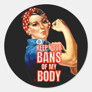 round sticker  "WOMEN'S RIGHTS 101"