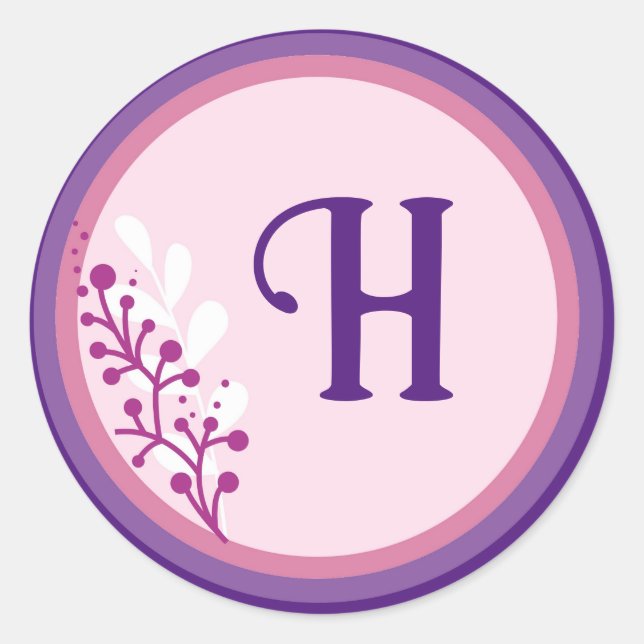 Round Stickers  - Add your initial - Purple (Front)
