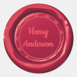 Round Stickers - Customise Red Wax Envelope Seal