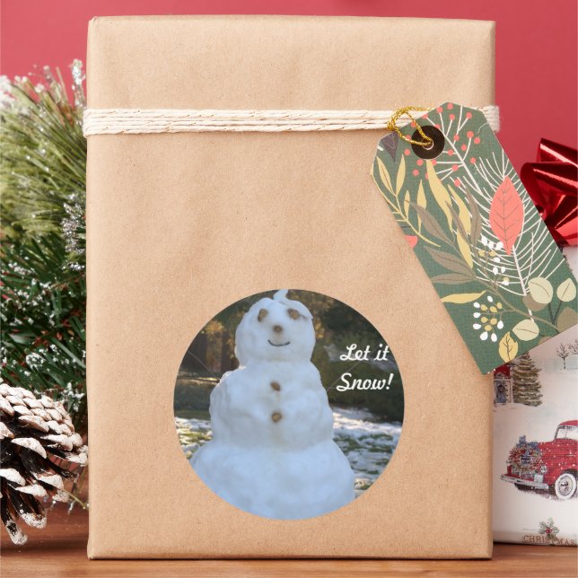 Round Stickers Let it Snow Snowman (Holiday)