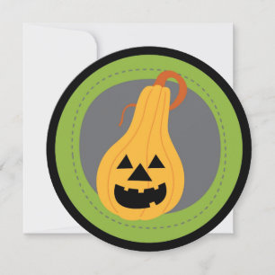Round stitched pumpkin Halloween invitations