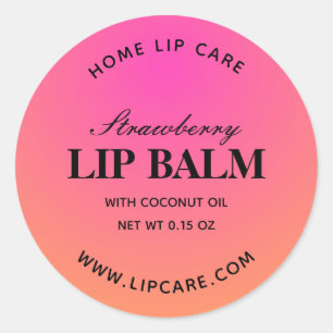 Round Strawberry Pink Gradient Lip Balm Labels