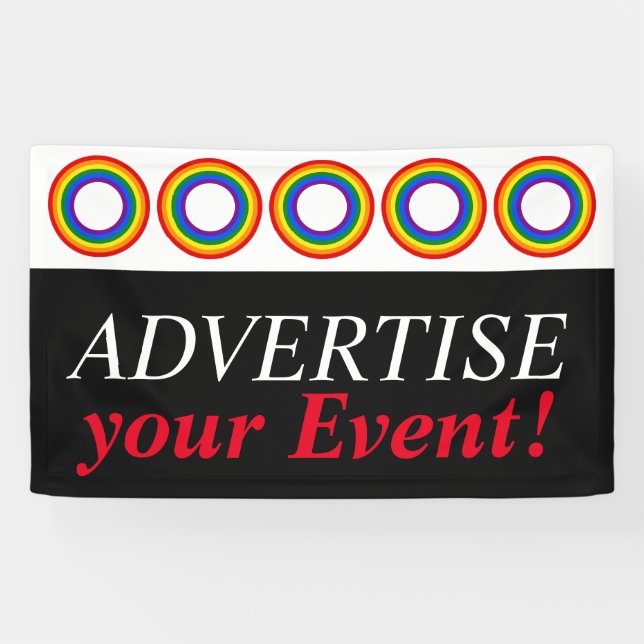 Round Stripes Frame Rainbow Flag Colours Banner (Horizontal)