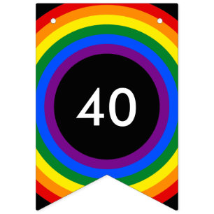 Round Stripes Frame RAINBOW + your backgr. & ideas Bunting