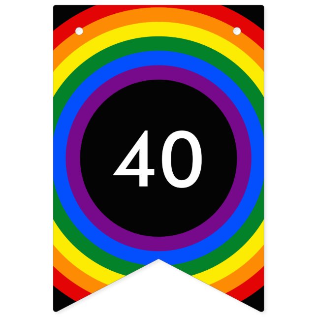 Round Stripes Frame RAINBOW + your backgr. & ideas Bunting (First Flag)