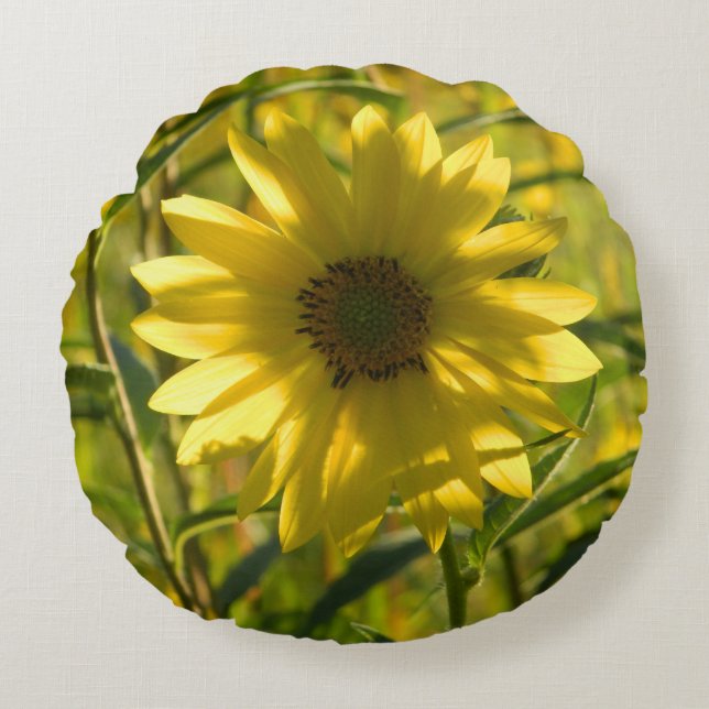 Round Sunflower Glow Pillow (Front)