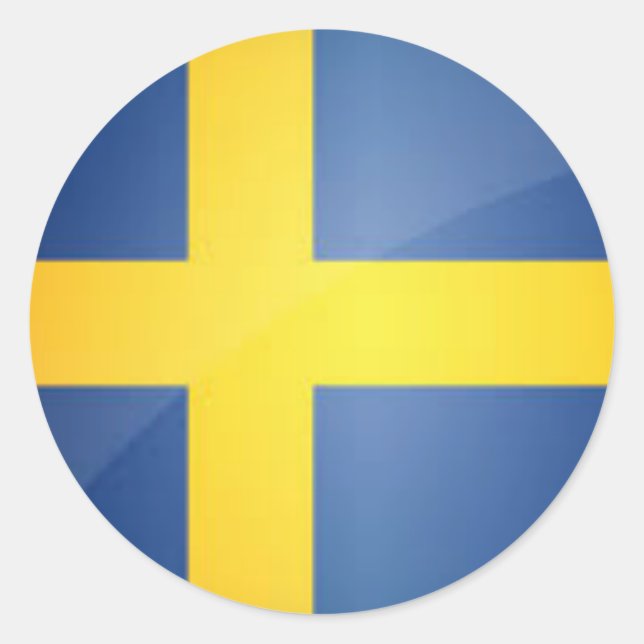 Round Swedish Flag Button Classic Round Sticker (Front)