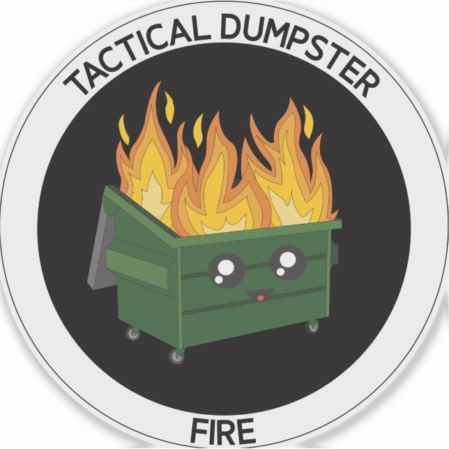 Round Tactical Dumpster Fire Military Style Decal (Front)