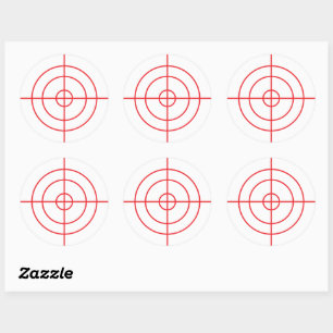 Round target practice stickers with red crosshairs
