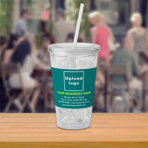 Round Teal Green Business Branding on Acrylic Tumbler