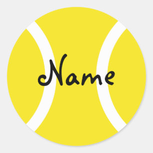 Round tennis ball sticker with customisable text
