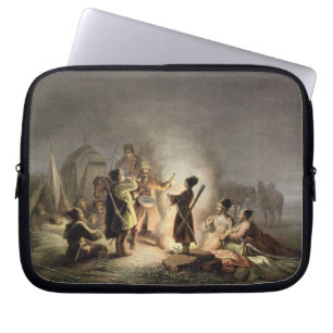 Round the Camp Fire (colour litho) Laptop Sleeve