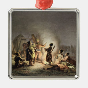Round the Camp Fire (colour litho) Metal Ornament