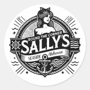 Round the Corner Sally’s Seaside Alehouse T-Shirt Classic Round Sticker