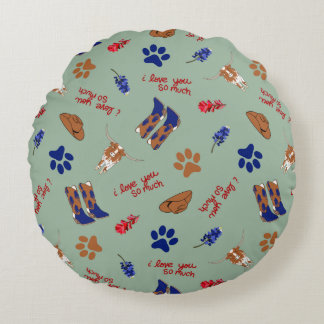 Round Throw Pillow – Austin Texas Bluebonnets
