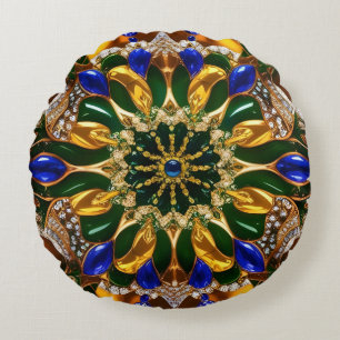 Round Throw Pillow with Brazil Colours