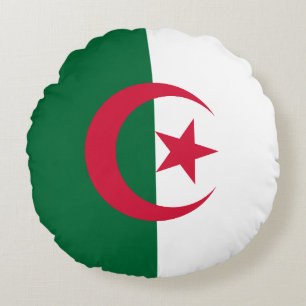 Round Throw Pillow with flag of Algeria