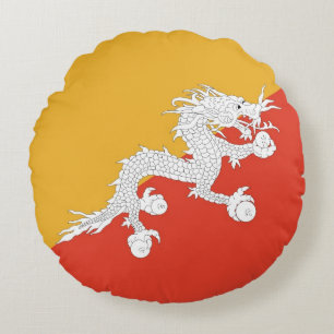Round Throw Pillow with flag of Bhutan