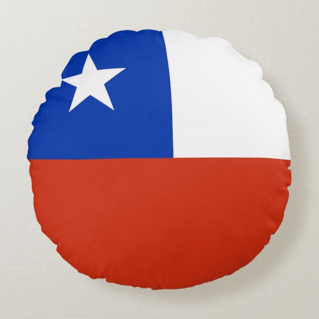 Round Throw Pillow with flag of Chile (Front)