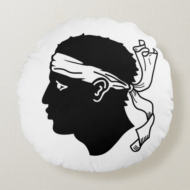 Round Throw Pillow with flag of Corsica (Front)