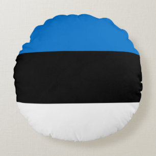 Round Throw Pillow with flag of Estonia