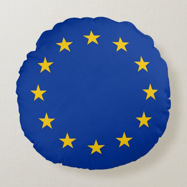 Round Throw Pillow with flag of European Union (Front)