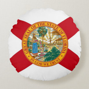 Round Throw Pillow with flag of Florida, USA