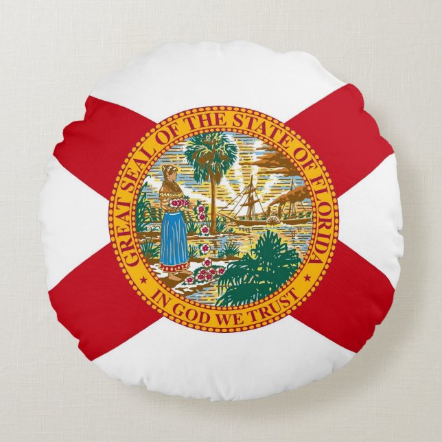 Round Throw Pillow with flag of Florida, USA (Front)