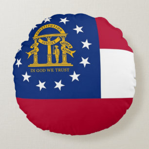Round Throw Pillow with flag of Georgia, USA