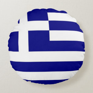 Round Throw Pillow with flag of Greece