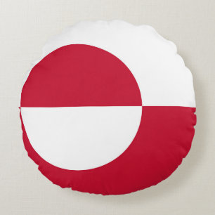 Round Throw Pillow with flag of Greenland