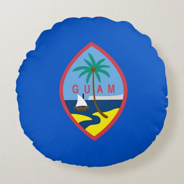 Round Throw Pillow with flag of Guam, USA (Front)