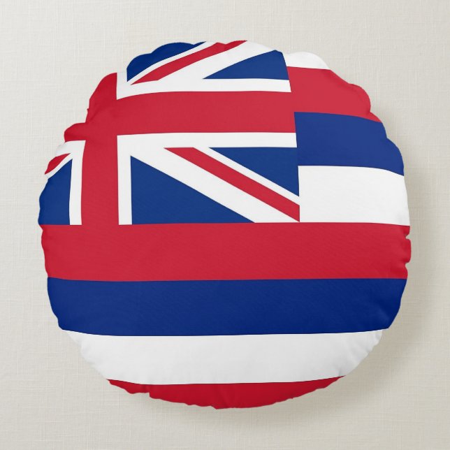 Round Throw Pillow with flag of Hawaii, USA (Front)