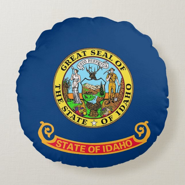 Round Throw Pillow with flag of Idaho, USA (Front)