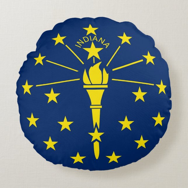 Round Throw Pillow with flag of Indiana, USA (Front)