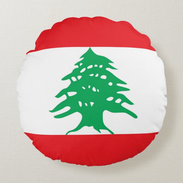 Round Throw Pillow with flag of Lebanon (Front)
