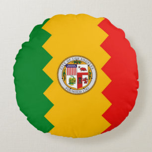 Round Throw Pillow with flag of Los Angeles, USA