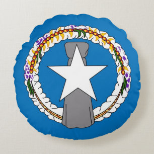 Round Throw Pillow with flag of Northern Mariana