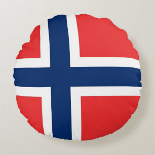 Round Throw Pillow with flag of Norway